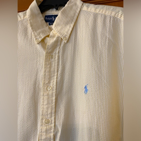 Ralph Lauren Men's XL Yellow  Seersucker Button-Up Shirt Preppy Summer Beachy - Picture 2 of 7